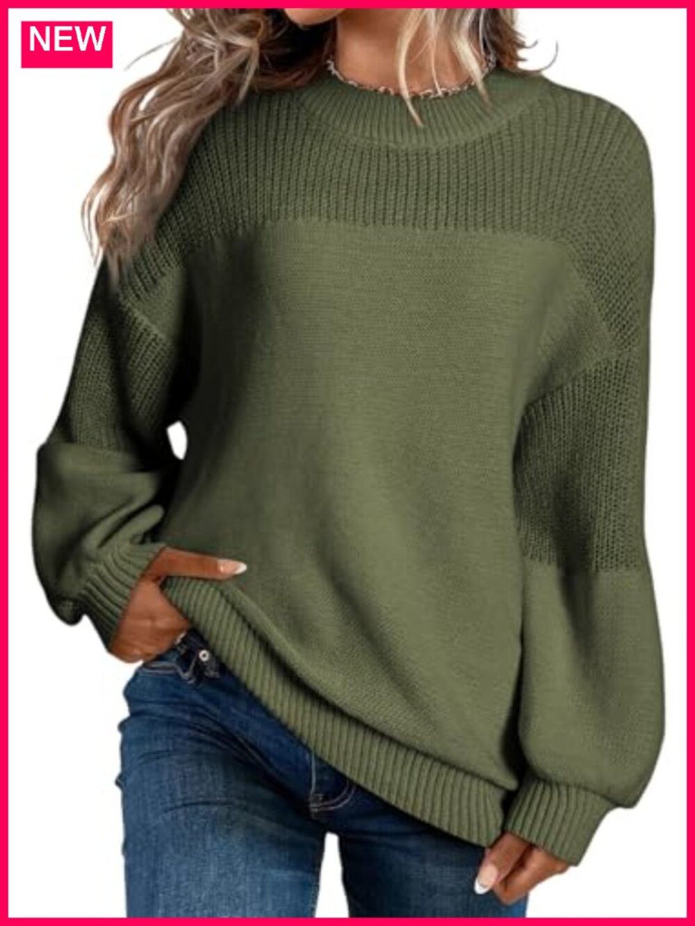 Women's Oversized Long Sleeve Crewneck Pullover Sweater Loose Fit Soft Knit